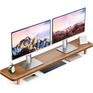 Dual Monitor Stand - 39Inch Large Wood Monitor Stand Riser,Holds 200lbs Ultra Strong Support for 2 Monitor/Laptop Computer/TV/PC/Printers, Desk Organizer for Gamming Room&Office, Extension Monitor Stand Riser