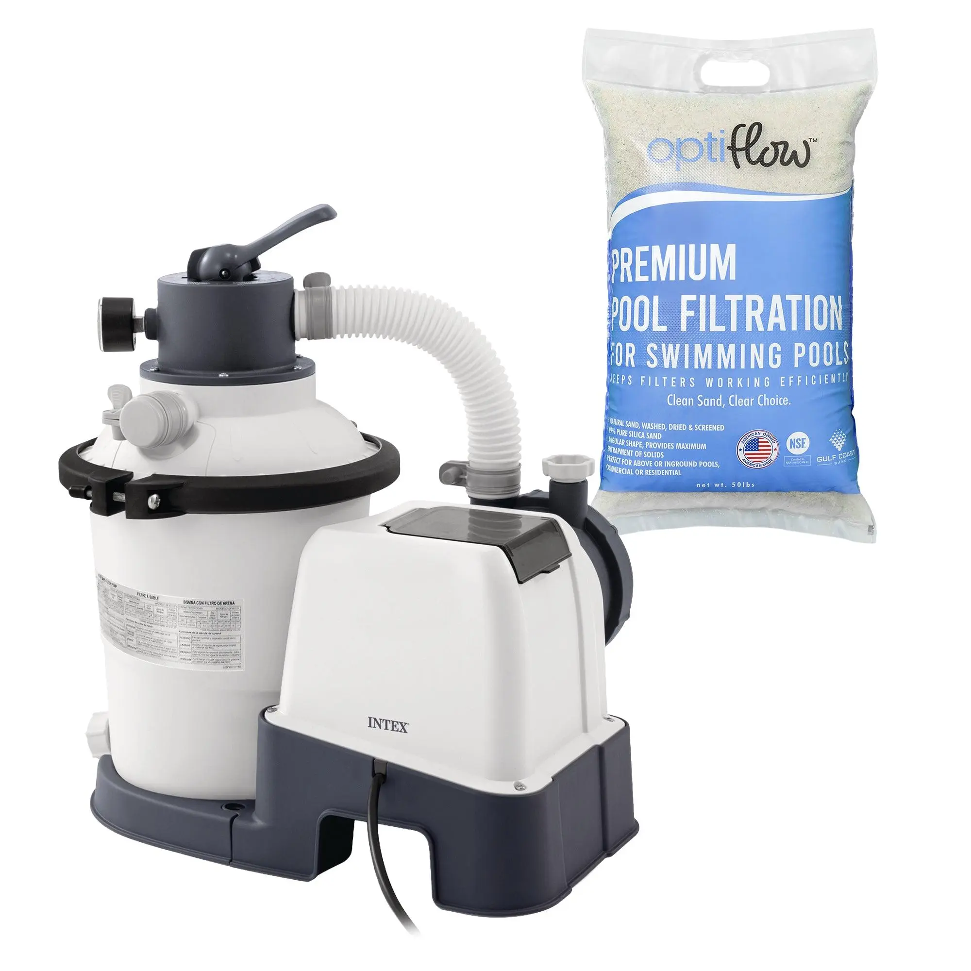 Intex 26641EG Krystal Clear Sand Filter Pump & OptiFlow Premium Pool Filter Sand