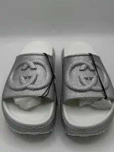 Pre-owned GUCCI Platform Glitter Slide Interlocking GG 39