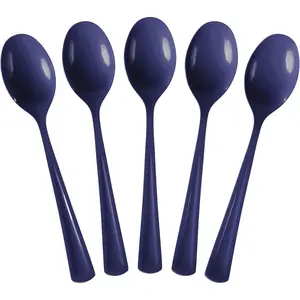 Exquisite Navy Plastic Spoons 50 Pieces Navy Spoons Disposable Utensils Heavy Duty Plastic Cutlery Set Disposable Cutlery Sets Flatware Sets Silverware Set For Party Supplies & Party Tableware