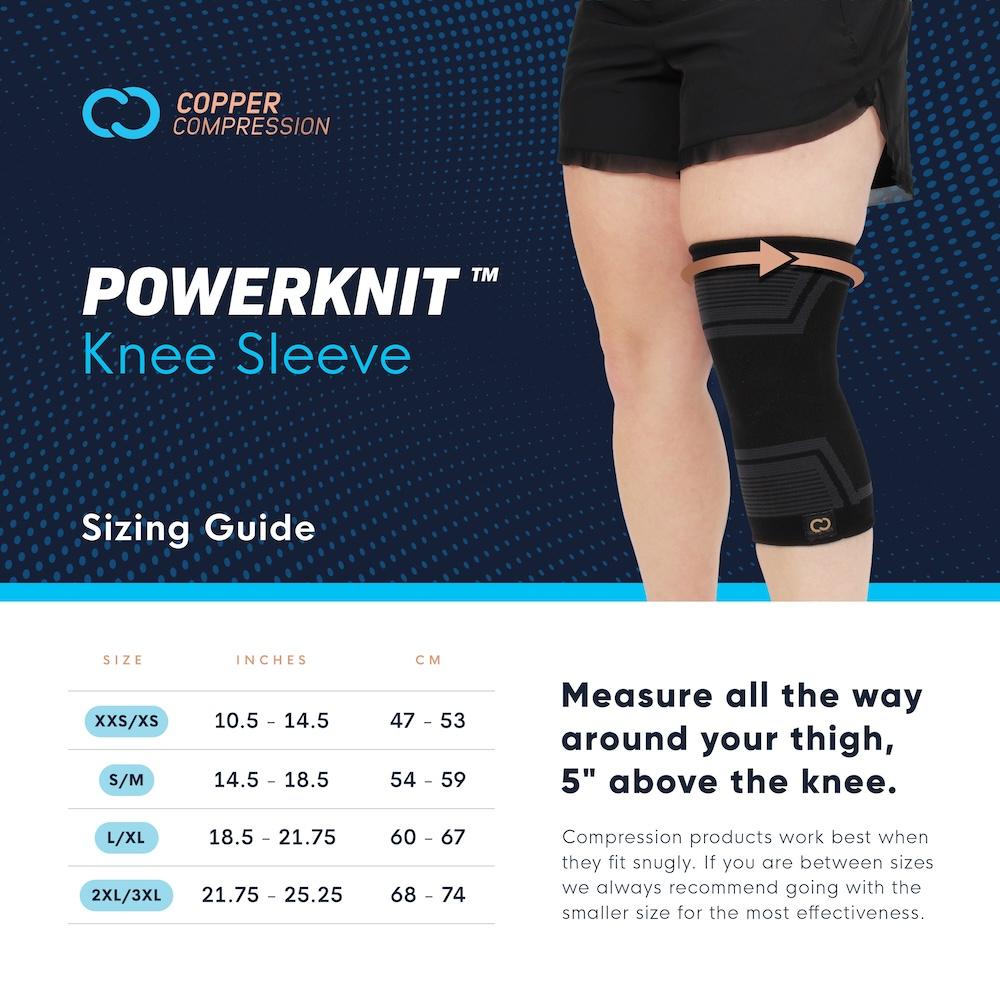 Copper Compression PowerKnit Knee Sleeve for Sports & Activities: Supportive Fit with Targeted Compression for Knee Pain Relief, Stability, and Enhanced Performance – Perfect for Active Lifestyles
