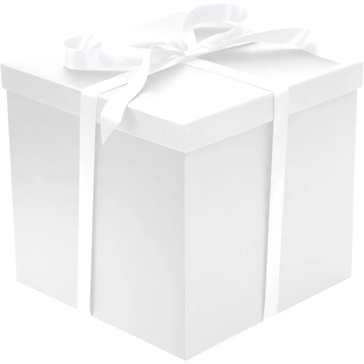 Large  Box with Lid for Present Collapsible  Box with Filler Paper for Birthday Anniversary Valentine 12x12x10 - White