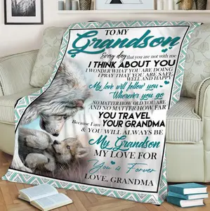 To my grandson Fleece Blanket ,Mink Blanket,Sherpa Blanket,Anniversary Gift,Family Blanket, Gift For Grandson