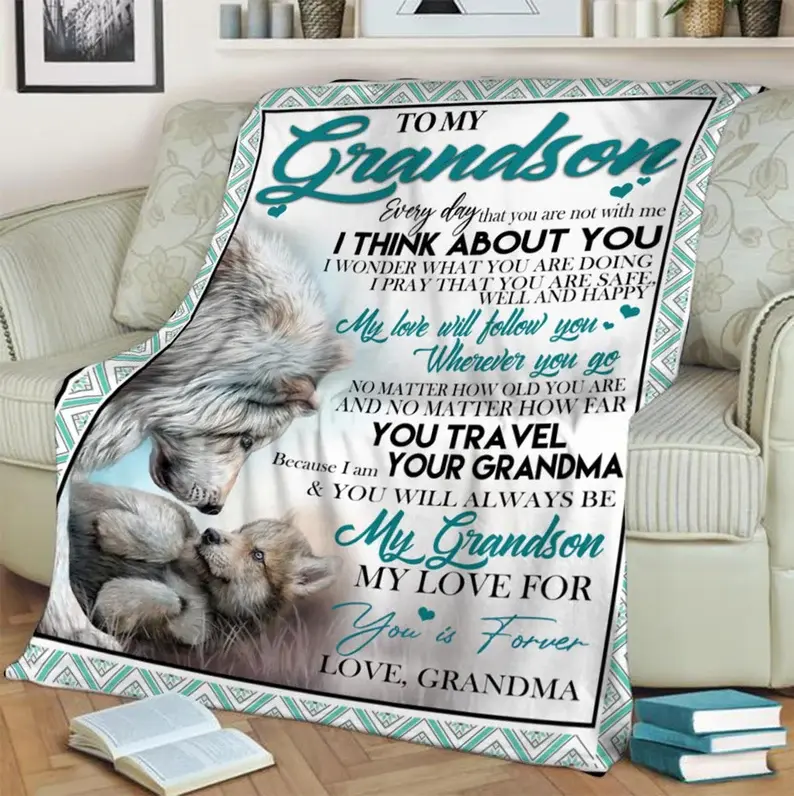 To my grandson Fleece Blanket ,Mink Blanket,Sherpa Blanket,Anniversary Gift,Family Blanket, Gift For Grandson