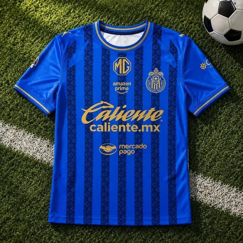 Blue Chivas Home Soccer Jersey 26,All Over Print Soccer Jersey, Quick-Dry Short Sleeve Football Shirt, Breathable Performance Sports Top, Liga MX Fan Apparel