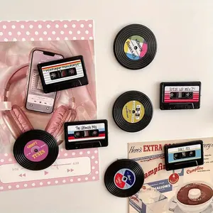 4counts Vintage Tape Refrigerator Magnets Set of 4, Colorful Resin Decorative Fridge Magnets for Home Kitchen Bathroom Office Decor,Music Lover Gift Idea