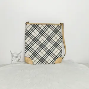 Pre-owned BURBERRY Coated Canvas Shoulder Bags Vintage Check Canvas & Leather Crossbody Bucket Bag F8052603