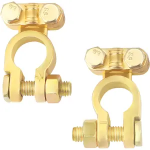2PCS Positive & Negative Battery Terminal Connectors,Brass Battery Cable Ends for Automotive Replacement Battery Terminals & Ends,Universal Battery Clamps for Truck Boat Car