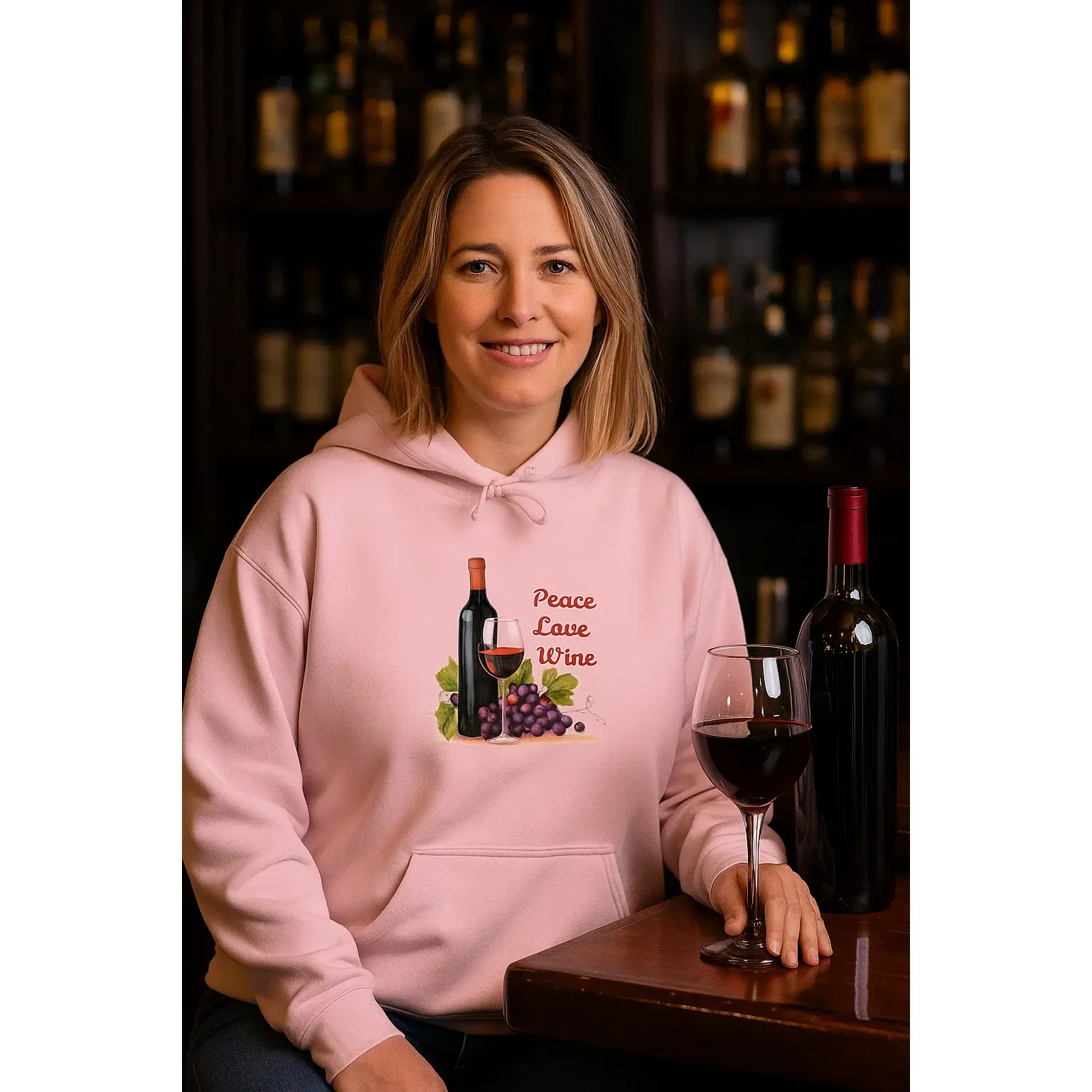 Wine Lover's Unisex Hoodie - Peace Love Wine Sweatshirt