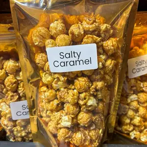 LG Omar’s Famous Popcorn - Gourmet Popcorn - Salty Caramel Flavor - Snack, Crunchy, Crispy