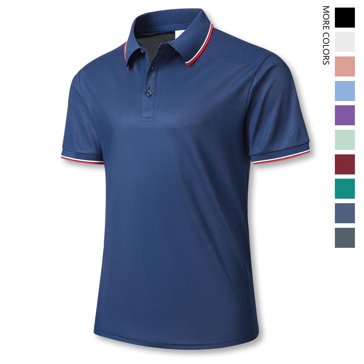 Men's Solid Color Short Sleeve Golf T-Shirt Set, Suitable for Business and Outdoor Sports