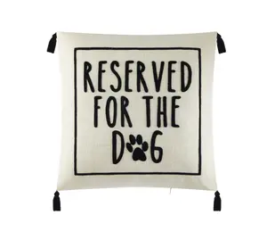 Black and White Reserved For Dog Square Decorative Pillow - 18 in x 18 in