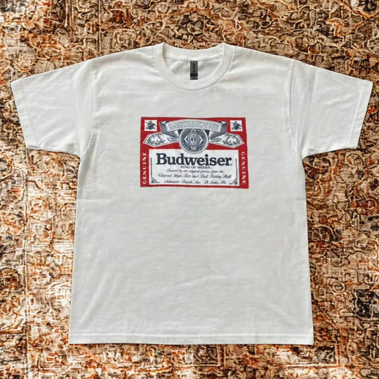 [ New Drop ] Retro Beer Label Graphic T-Shirt, 70s Beer Brand Vintage Tee, Alcohol Fan Gift, White Cotton Casual Unisex Shirt