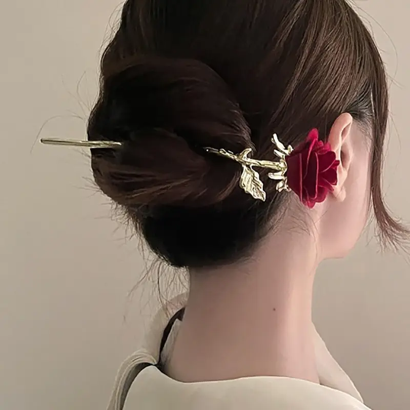 Vintage Rose Design Hairpin, Hair Style Accessory, Cute Hair Accessories for Women & Girls, Minimalist Headwear, Flower Hair Pin