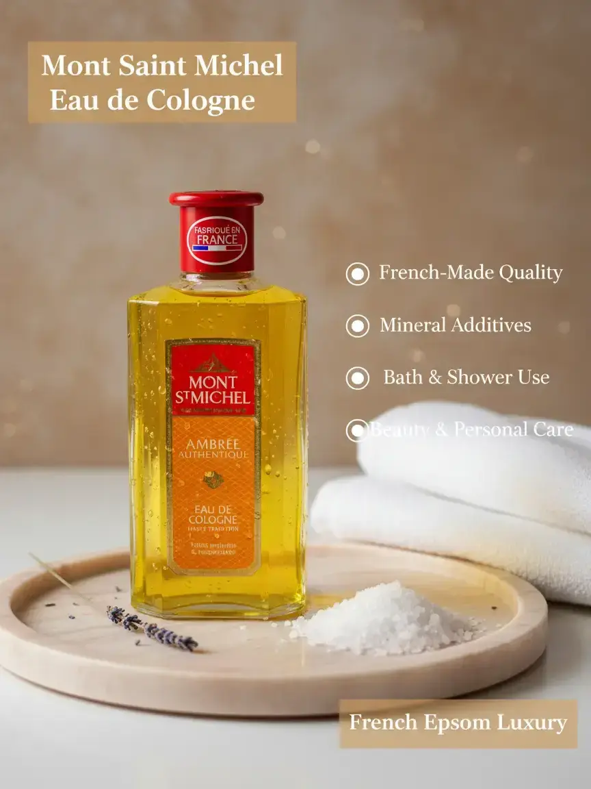 Mont St Michel Ambree Authentic Epsom Salt Eau de Cologne - French-Made Mineral Additive for Bath & Shower (Beauty & Personal Care, Bath & Body Care)
