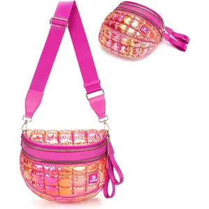 Puffer Crossbody Bum Bags for Women,Small Crossbody Bags for Women,Quilted Purse for Daily Travel,4.8L compact size,mom bag,small structured bum bag,Puffy Checkered Fanny Pack