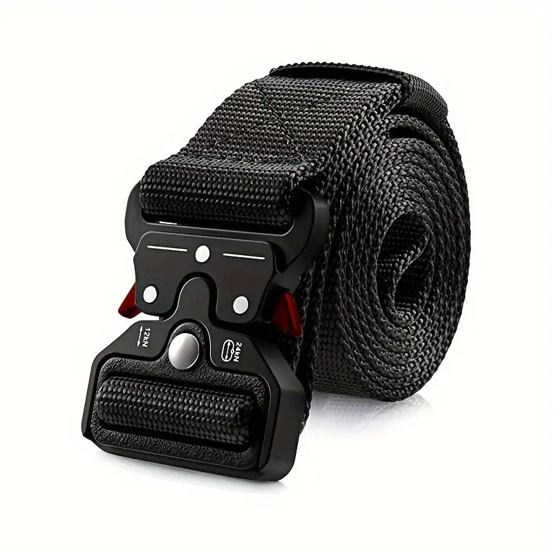 Sports and leisure belt with plastic safety buckle, outdoor belt, unisex, non-metallic