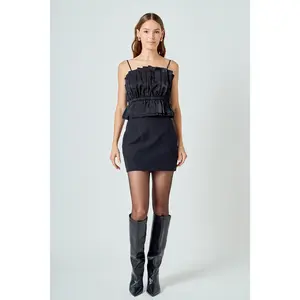 Sheen Ruffled Strapless Top