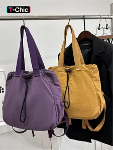 Multifunctional 3-way drawstring bag, lightweight canvas, large capacity, can be used as a backpack, shoulder bag, handbag, Sling backpack, versatile in multiple colors, suitable for commuting, casual wear, and everyday use, ideal for school, work