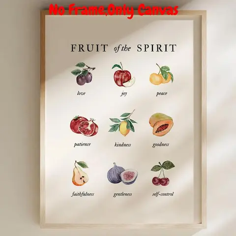 Fruit Of The Spirit Wall Art, Vintage Bible Prints, Bible Verse Wall Art, Christian Home Decor, Wall Art for Home Living Room Bedroom, Poster, Modern Home Decoration