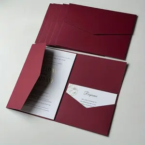 25pcs Tri-Fold Pocket Wedding Invitation Covers - Elegant Minimalist Design,DIY Envelopes for Weddings, Engagements, Birthdays, Baptisms & More - High-Quality Paper, No Power Needed, Wedding Invitation