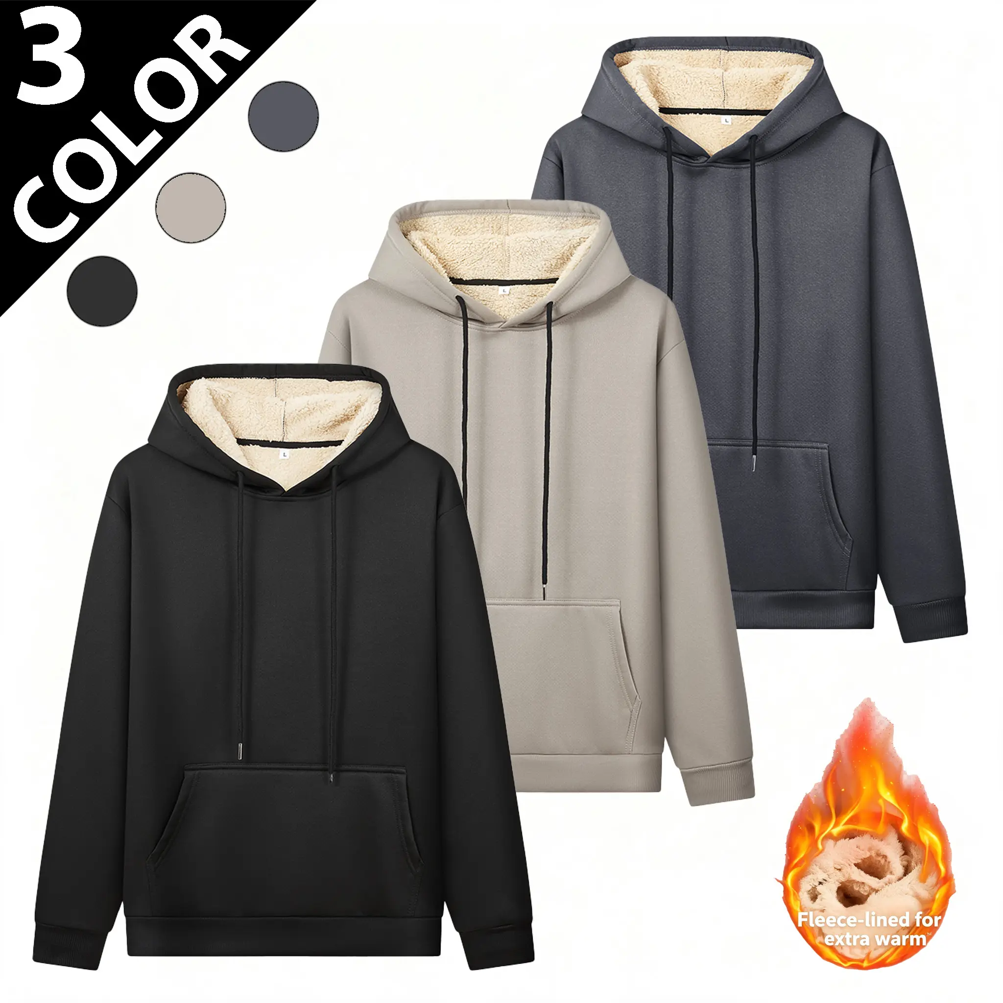 Elevate your cold‑weather wardrobe with this 2026 men’s fleece‑lined hoodie, a trendy American‑style outerwear blending comfort and street aesthetics. Built with extra‑thick plush inner fleece, this hooded jacket traps body heat efficiently to deliver out