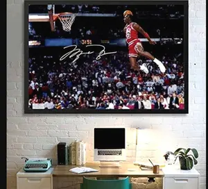 Basketball Poster Michael Jordan Flying Dunk Wall Art Frames Not Included