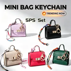 5PCS PU Leather Mini Set - Cute Look Cosmetic Pouch, Makeup Organizer, Keychain Coin Purse, 8x8x4 cm Travel Must Haves for Lipstick, Earbuds, Compact Portable Wallet outdoorfun
