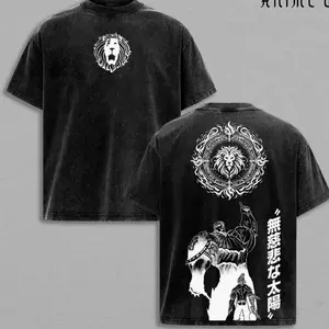 Escanor Seven Deadly Sins T-Shirt The One Form Cruel Sun Lion Crest Vintage Washed Oversized Anime Streetwear Heavy Cotton Dark Aesthetic Unisex Retro Graphic Tee Gift For Anime Fan Z55 V8A