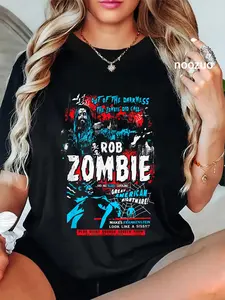 100% Cotton Unisex ROB Zombie Call T-Shirt Casual Graphic Printed Tee Casual Top