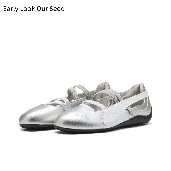 Shiny Metallic Silver Strappy Mary Jane Ballet Shoes For Women Soft Leather Low Flat Casual Walking Footwear Street Style Daily Lifestyle Shoes