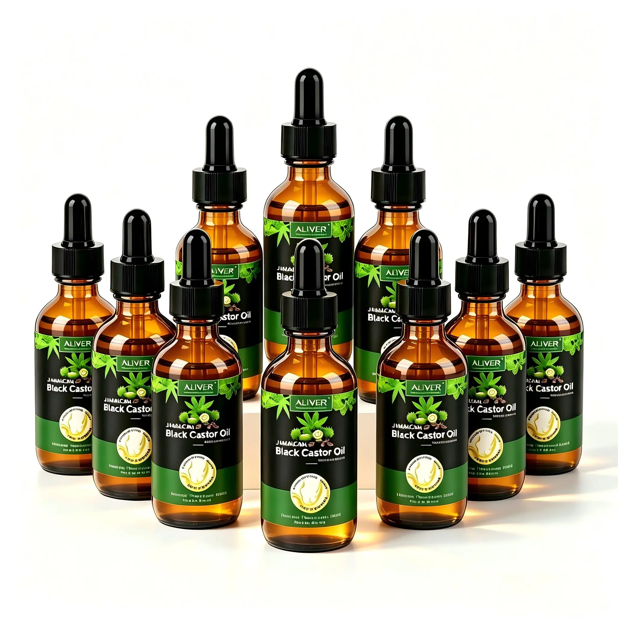 10PCS Set -ALIVER Jamaican Black Castor Oil - Pure and Organic, Cold Pressed in Glass Bottles for Hair, Eyebrow Nourishment, and Skin Hydration tiktokshopbacktoschool Flawless Exfoliator sohochic