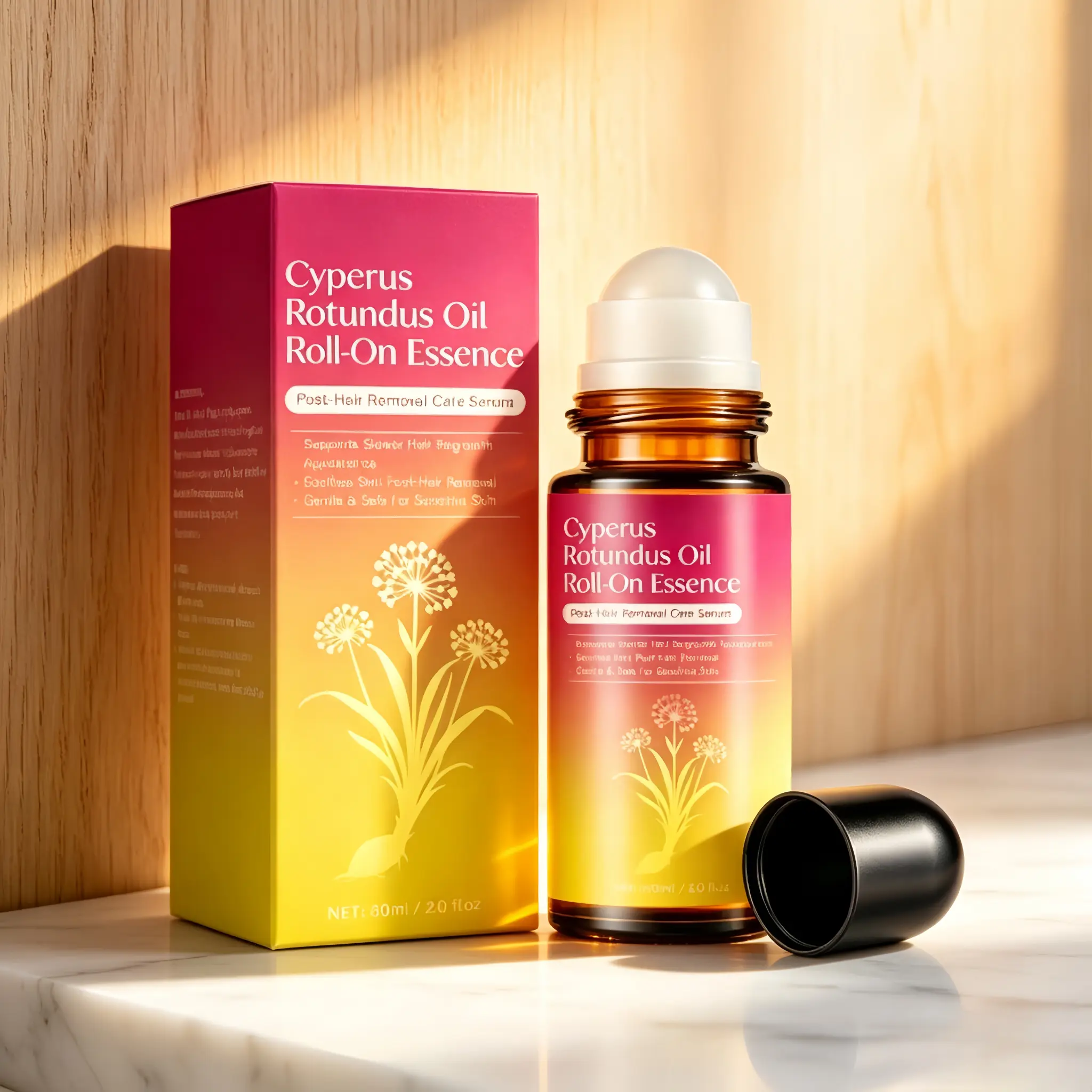 Cyperus Rotundus Oil Roll-On Essence, Post Hair Removal Soothing Serum for Sensitive Skin, Natural Plant Extract Calms Redness, Slow Hair Regrowth, Portable Roll On Body Care for Legs Underarm Bikini Line