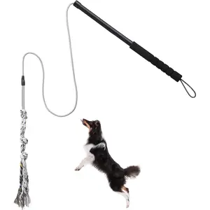 Flirt Pole for Small Medium Dogs,Interactive Chase and Tug of War Outdoor  Toys,Heavy Duty  Teaser Wand Chase Toys with Rope,Durable Flirt Stick Pole for Dogs Outside Agility Exercise &