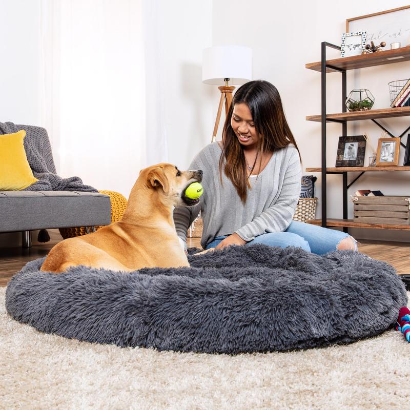 Best Choice Products 36in Dog Bed Self-Warming Plush Shag Fur Donut Calming Pet Bed Cuddler