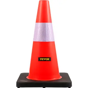 VEVOR Safety Cones,  18 in/45 cm Height, 5 PCS PVC Orange Traffic Cone with Reflective Collar and Black Weighted Base, Used for Traffic Control, Driveway Road Parking and School Improvement