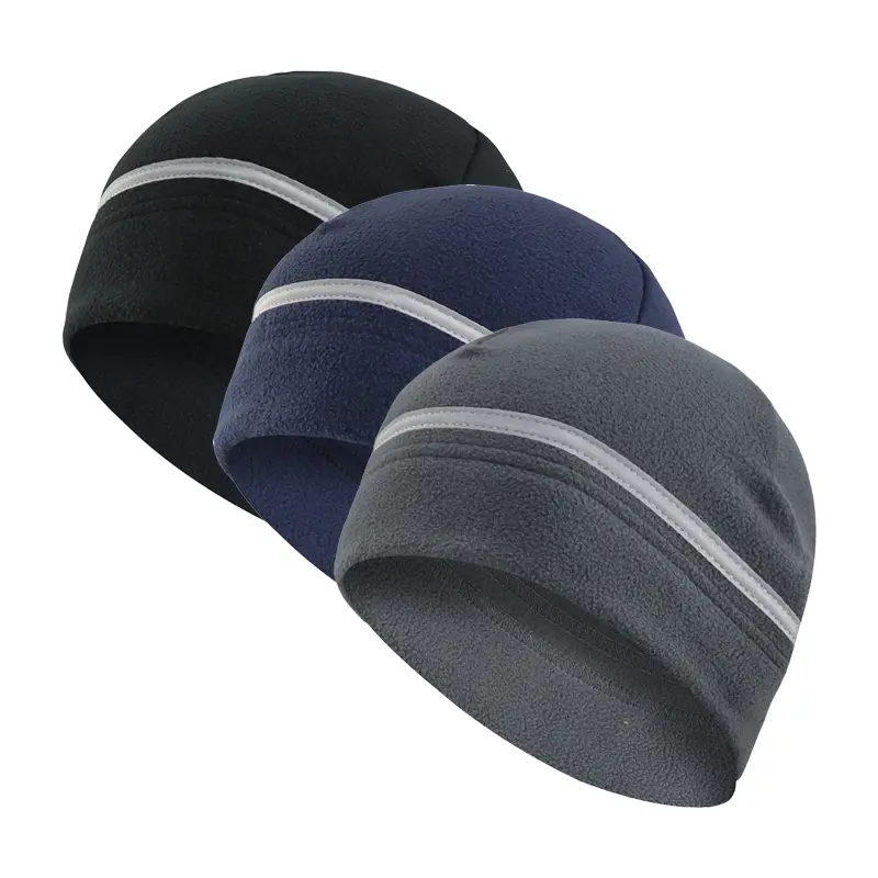 3-Pack Fleece Winter Outdoor Cycling Caps - Warm, Reflective Sports Hats for Safe Night Running, Riding