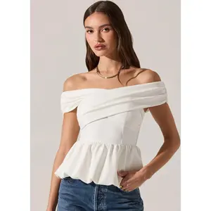 ASTR THE LABEL TENNILLE OFF SHOULDER PEPLUM TOP - WHITE