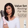 L'ANGE HAIR - Rooting For You Value Set Hair Dryer Kit - Le Volume Eleve 65MM 2-in-1 Titanium Teardrop Barrel Brush Dryer + Glass Thermal Blowout Primer for Towel-Dry Strands with Heat Protection