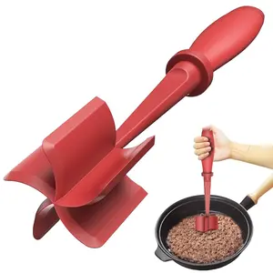 Meat Chopper Masher, 5 Curve Blades - Red