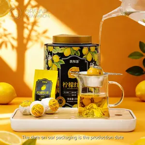 Lemon Iced Tea Ball (250g, 12-15pcs) - Refreshing Beverage 1 Tea Ball Can Make 400oz Tea With Glass Pitcher And Bamboo Tea Tray
