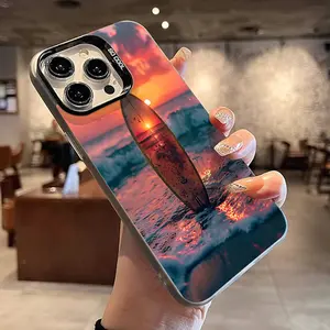Sunset Surf Pattern Magnetic Phone Case for iPhone 15 16 14 Pro Max 13 12 11 XR XS Plus Shockproof Non Slip Military-Grade Protection slim Cover Cellphone Protective Smartphone Casing