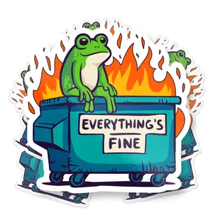 Everything’s Fine Funny Frog Meme Decal - 3-Pack Cute Frog Sticker for Cars - Laptops - Bottles - Hard Hats - DIY Vinyl Sticker Decal