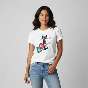 Pete the Cat Playing Guitar Shirt, Baby Tee Graphic Shirt - Menswear Top Tshirt Streetwear party's shirt