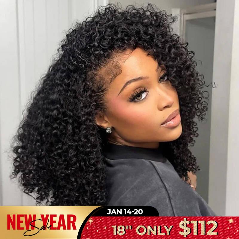 ISEE HAIR 250% Kinky Curly Wear Go Half Wig Invisible Hairline 150% & 180% Glueless Human Hair Wigs No Lace Seamless Flip Over Wig Updo Down Style Hairpiece#TikTokShopHolidayHaul