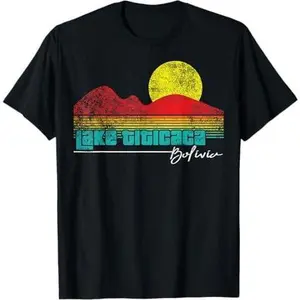 Inspiring Retro Lake Titicaca Bolivia Vacations Women Men T-Shirt
