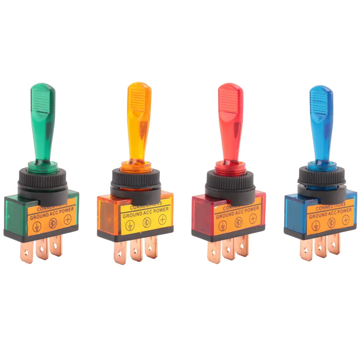 4PC 12V DC 20A LIGHT ILLUMINATED TOGGLE SWITCH CONTROL CAR BOAT DASH SPST ON/OFF