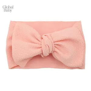 Global Baby Girls Fashion Headband Pure Color Breathable Casual Elastic Hair Accessories Headband & Soft Stretchy Newborn Accessory Cute Toddler Hair Bow Gift Set