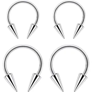 Long Spike Septum Rings 16G Surgical Steel Snake Bite  Lip Rings Smiley Piercing  for Women Men 8mm/10mm