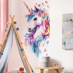 Colorful Unicorn Diamond Wall Sticker, Wall Art Stickers, Home Decor Decal for Bedroom Living Room Sofa Entryway Background Decoration